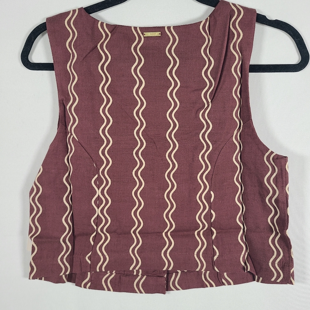NWT Billabong Women's Another Wave Tank Top Brown Geometric Sz S Cotton Viscose - Picture 5 of 5